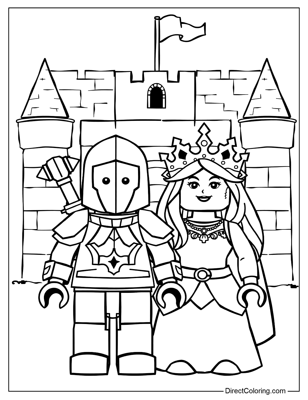 Lego Princess and Guardians Coloring Page
